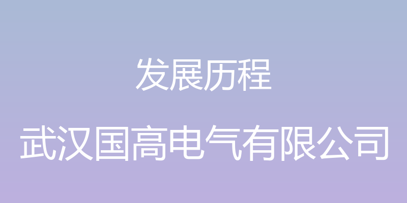 发展历程 - 武汉国高电气有限公司